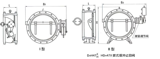 hh47、h47xf、蝶式缓冲止回阀结构图纸